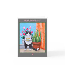 Cat with flowers and coffee Cute Cat Mothers day