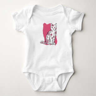 Cat with Flowers Baby Bodysuit