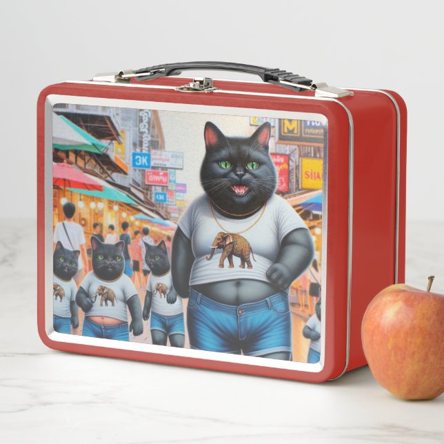 Cat with friends in Thailand Metal Lunch Box (In Situ)
