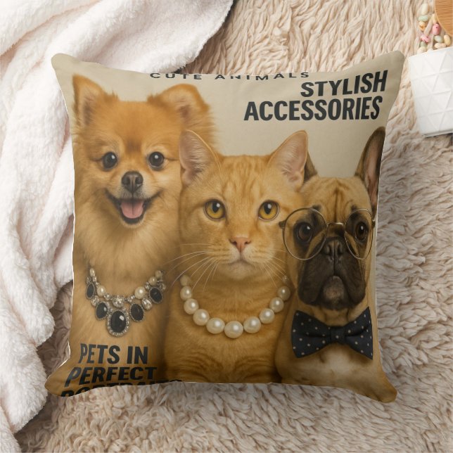 Cat with friends on magazine cushion (Blanket)