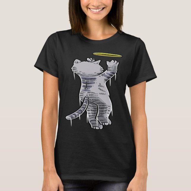 Cat With Frisbee Disc Frisbee Player Thrower Disc  T-Shirt (Front)
