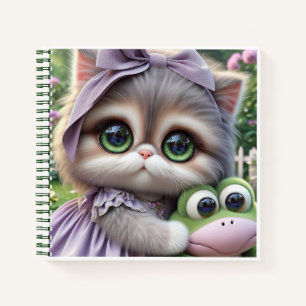 Cat with Frog, by Natasha Us Notebook