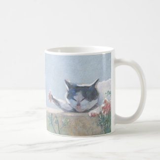 Cat with Geranium Coffee Mug