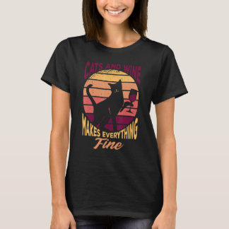 Cat With Glass I Cat Love I Cats Makes Everything T-Shirt