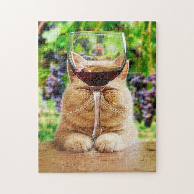 Cat With Glass of Wine Jigsaw Puzzle (Vertical)
