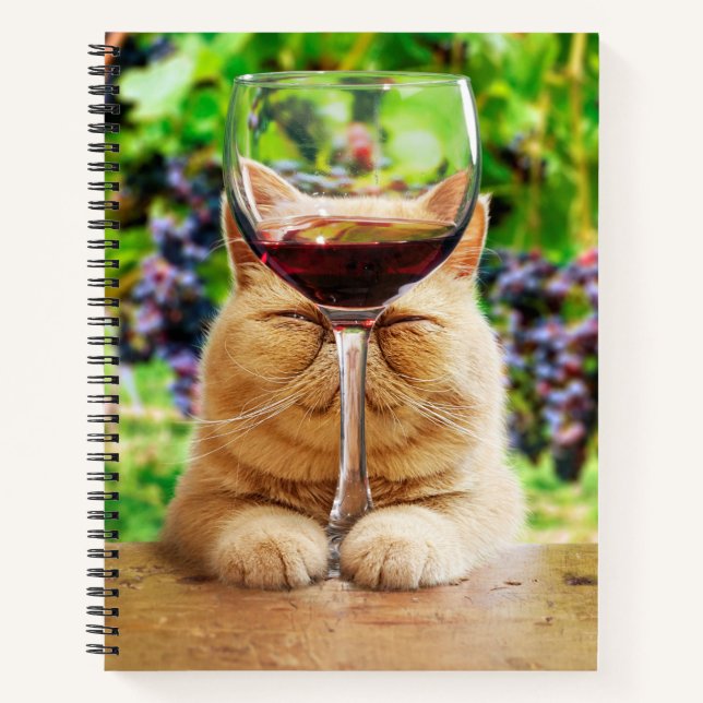 Cat With Glass of Wine Notebook (Front)