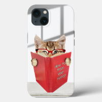 Cat with Glasses and Red Book 