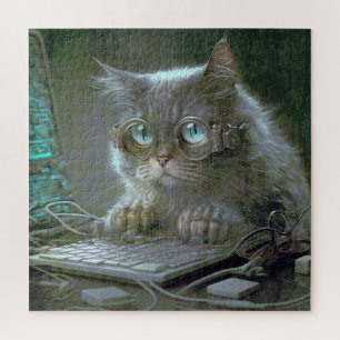 Cat with glasses.  jigsaw puzzle
