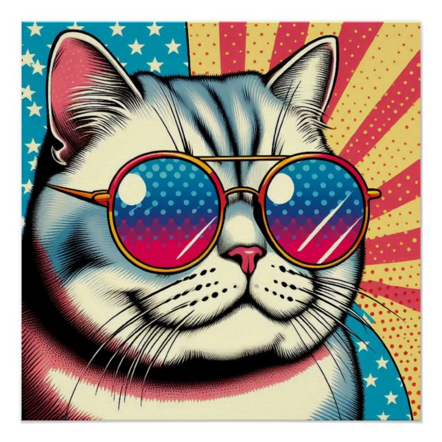Cat with glasses poster (Front)