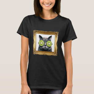 Cat with Green Kiwi Fruit Sunglasses Kitten T-Shirt