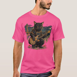Cat With Guitar Golden Gate Bridge - Funny Guitar T-Shirt