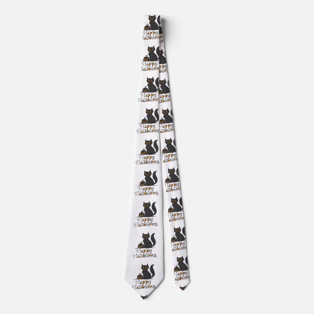 Cat with Halloween pumpkin - Choose back colour Tie (Front)