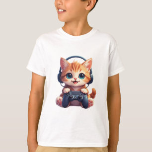 Cat with headphones and controller T-Shirt