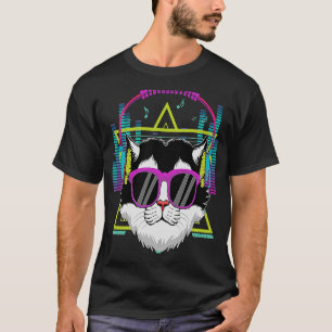Cat With Headphones Im With The DJ 80s Costume EDM T-Shirt