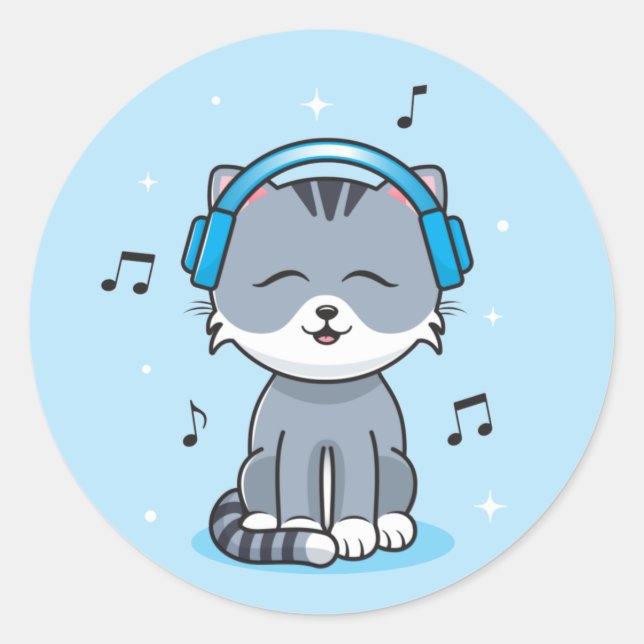 Cat with Headphones / Stickers (Front)