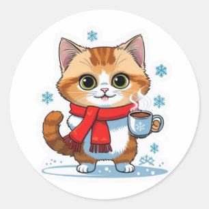 Cat with hot chocolate Sticker
