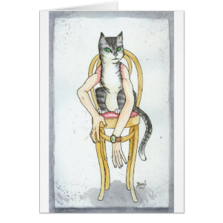 "Cat with Human Arms" Blank Card
