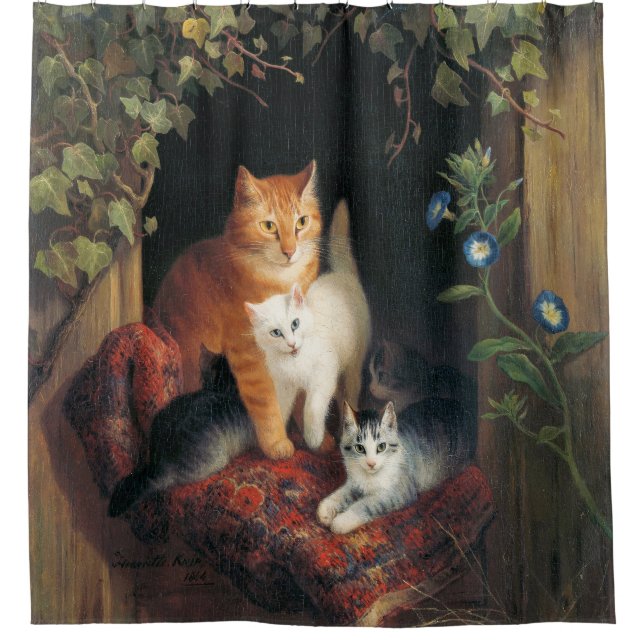 Cat With Kittens (Adorable Kitty Cats) Shower Curtain (Front)