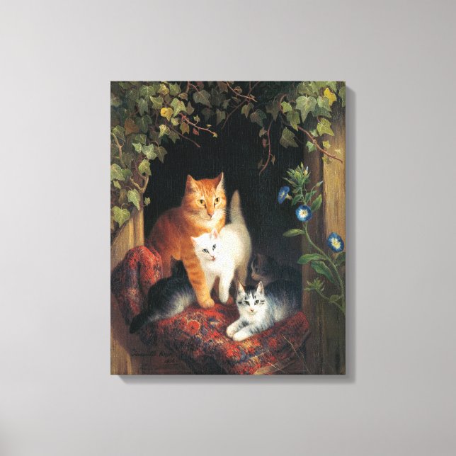 Cat With Kittens (Animal Art) Canvas Print (Front)