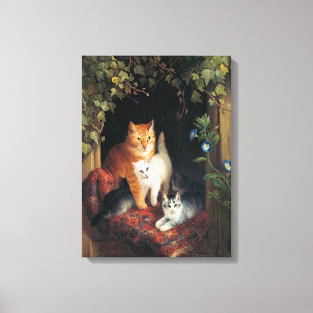 Cat With Kittens (Animal Art) Canvas Print (Front)