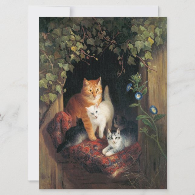 Cat With Kittens (Animal Art) Card (Front)