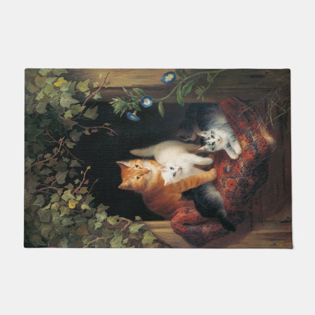 Cat With Kittens (Animal Art) Doormat (Front)