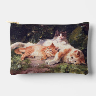 Cat with Kittens Fine Art Accessory Pouch