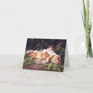 Cat with Kittens Fine Art Thank You Card
