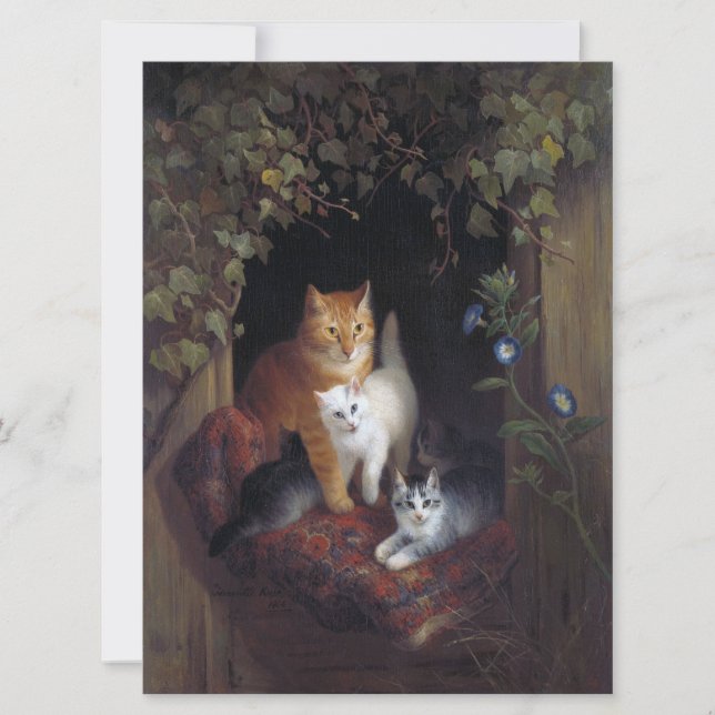 Cat with Kittens Happy Birthday (Front)
