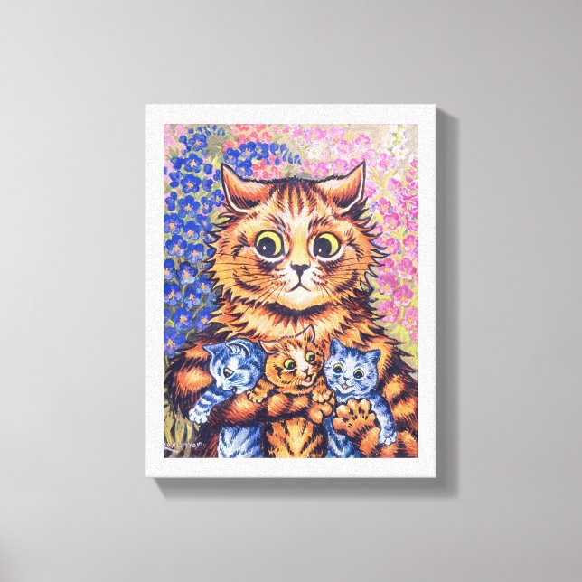 Cat with Kittens, Louis Wain Canvas Print (Front)