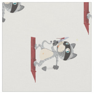 cat with knife fabric