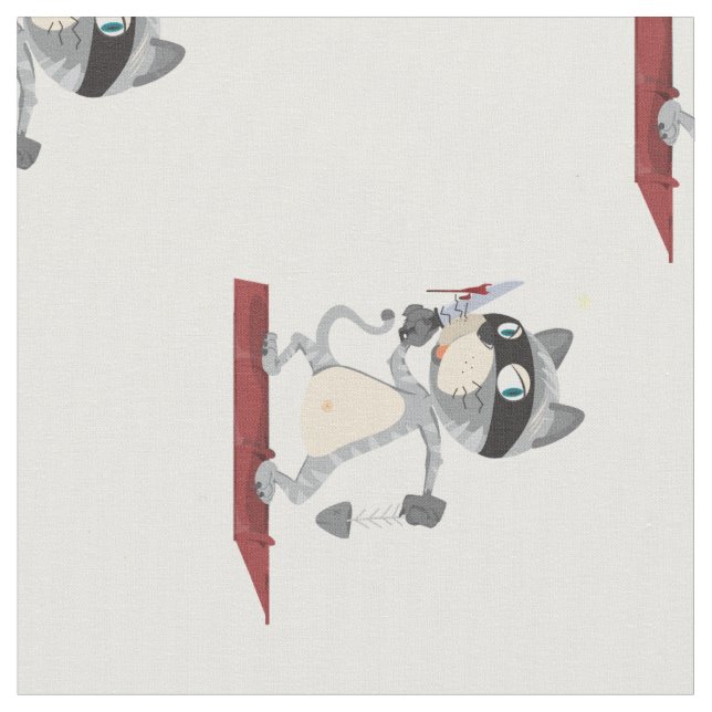 cat with knife  fabric (Close Up)