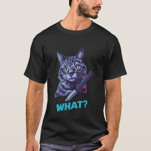 Cat With Knife Hilarious Animal Cat 1 T-Shirt