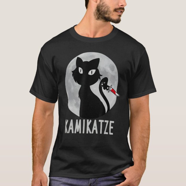 Cat with Knife Moon Cat Cami Cat T-Shirt (Front)