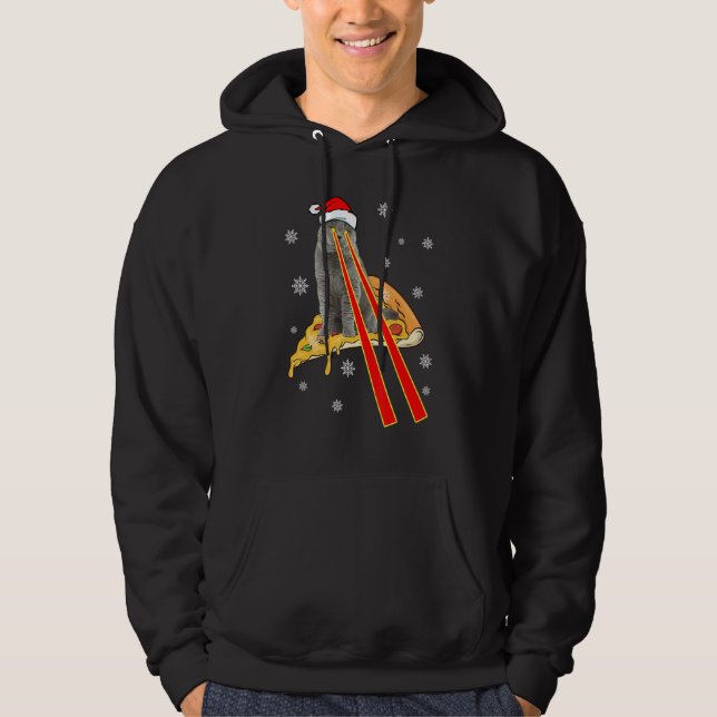 Cat With Laser Eyes Funny Pizza Cat Christmas Hoodie (Front)