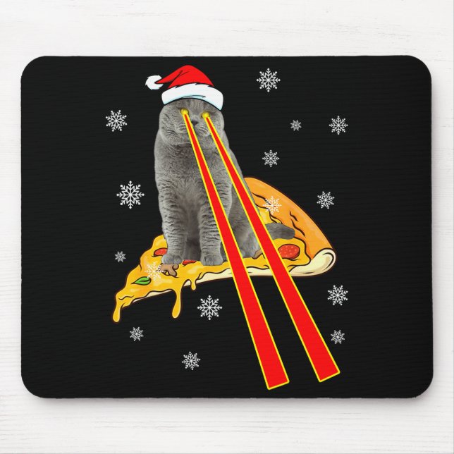 Cat With Laser Eyes Funny Zza Cat Christmas  Mouse Mat (Front)