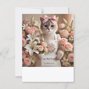 Cat with lots of flowers Get well soon Postcard