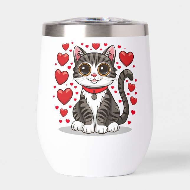 Cat with Love Symbols Clipart-85245 (Front)