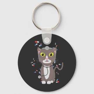 Cat with medical equipment key ring