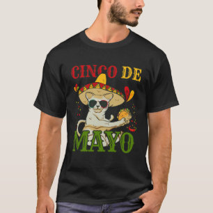 Cat With Mexican Hat And Taco 5 Cinco De Mayo T-Shirt