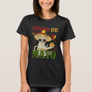 Cat With Mexican Hat And Taco  5 Cinco De Mayo T-Shirt