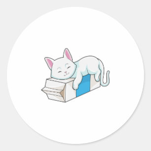 Cat with Milk Classic Round Sticker