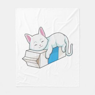 Cat with Milk Fleece Blanket