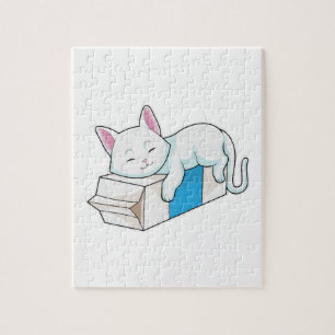 Cat with Milk Jigsaw Puzzle
