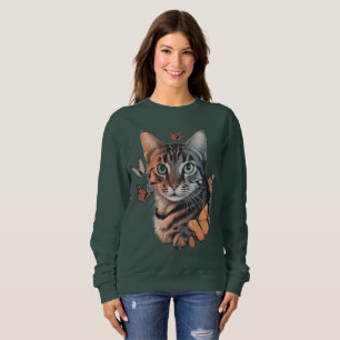 Cat with Monarch Butterflies Sweatshirt