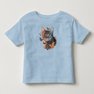 Cat with Monarch Butterflies Toddler T-Shirt