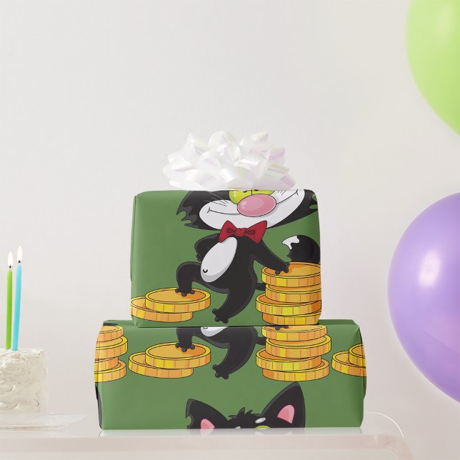 Cat With Money Wrapping Paper (Creator Uploaded)