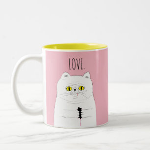 Cat With Mouse Blush Pink LOVE Mug