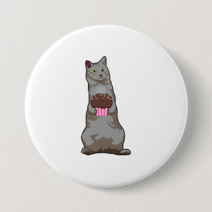 Cat with Muffin 7.5 Cm Round Badge