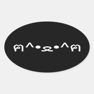 Cat With Paws Emoticon ฅ^•ﻌ•^ฅ Japanese Kaomoji Ov Oval Sticker